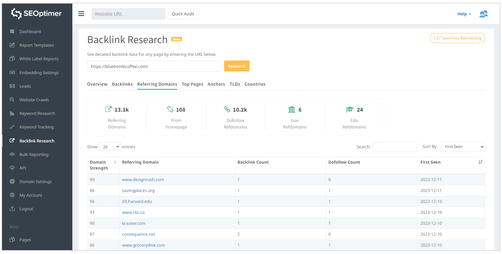 outil de recherche de backlinks faisant référence aux domaines