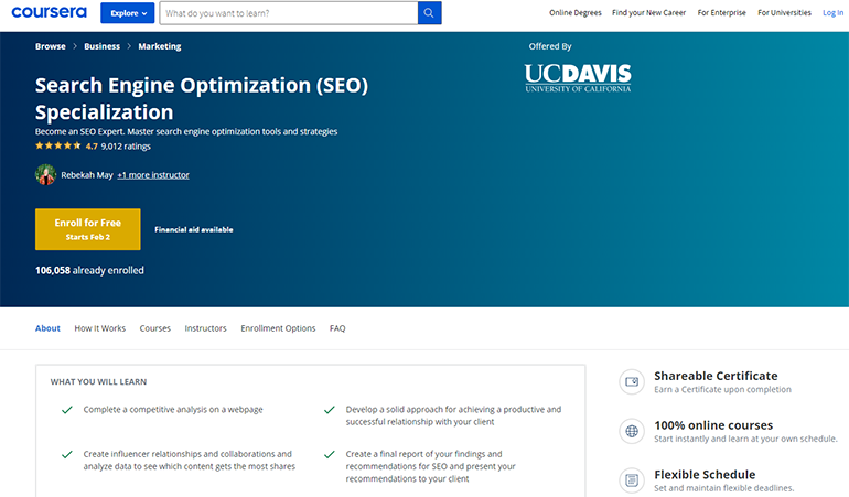 Coursera SEO course